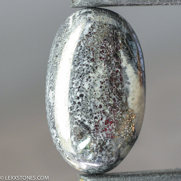 Rare Native Silver In Cobaltite Gemstone Heart Cabochon Hand Crafted by Lexx Stones 23 Carats
