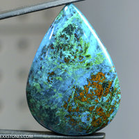 Old Stock Vibrant Frisby Chrysocolla Cuprite Malachite  Cabochon Hand Crafted By Lexx Stones 119 Carats