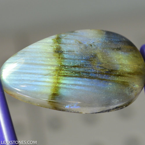 Flashy Blue Gold Silver Madagascar Labradorite Cabochon Shimmering Labradoresence Hand Crafted By LEXX STONES 91 Carats