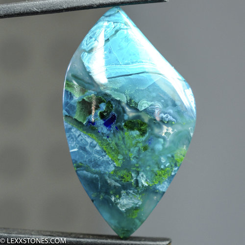 Stunning Old Stock Morenci Mine Gem Silica Chrysocolla Malachite Azurite Plume Cabochon Hand Crafted By Lexx Stones 41 Carats