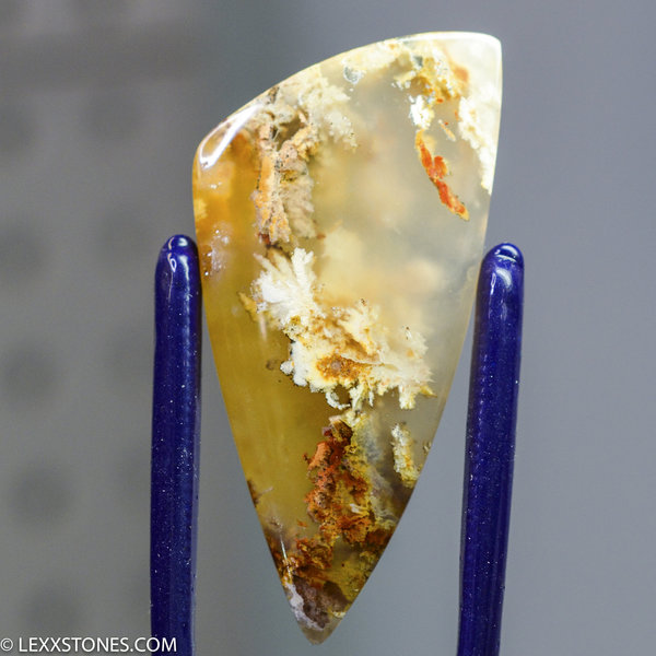 Colofrul Pink Lady Plume Agate Gemstone Cabochon Hand Crafted By Lexx Stones 65 Carats