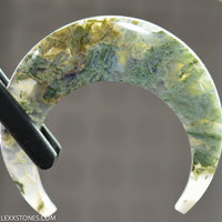 Rare Old Stock Horse Canyon Green Moss Agate Hand Carved Crescent Moon Cabochon By Lexx Stones 46 Carats