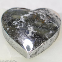 Rare Native Silver In Cobaltite Gemstone Heart Cabochon Hand Crafted by Lexx Stones 83 Carats