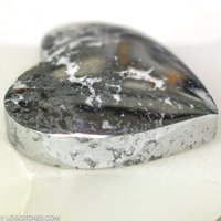 Rare Native Silver In Cobaltite Gemstone Heart Cabochon Hand Crafted by Lexx Stones 83 Carats