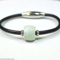 Burmese Jadeite Jade Barrel Bead Gemstone Bali Bracelet Hand Crafted By LEXX STONES