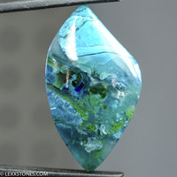 Stunning Old Stock Morenci Mine Gem Silica Chrysocolla Malachite Azurite Plume Cabochon Hand Crafted By Lexx Stones 41 Carats