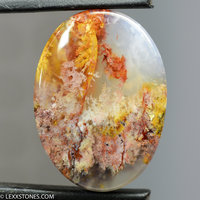 Colofrul Pink Lady Plume Agate Gemstone Cabochon Hand Crafted By Lexx Stones 23 Carats
