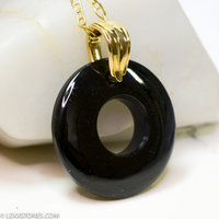 Wyoming Black Nephrite Jade  Hand Crafted Gemstone Double Sided Donut by LEXX STONES 