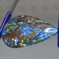 Parrot Wing Chrysocolla Malachite Gemstone Cabochon Hand Crafted By Lexx Stones 93 Carats