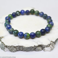 Multi Color Azurite Chrysocolla Malachite Round Beaded Bracelet Hand Crafted By LEXX STONES