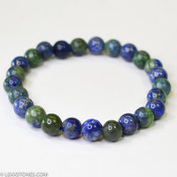 Multi Color Azurite Chrysocolla Malachite Round Beaded Bracelet Hand Crafted By LEXX STONES