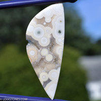 Rare Agatized Ghost White Botryoidal Orbicular Druzy Ocean Jasper Gemstone Cabochon Hand Crafted By LEXX STONES 60 Carats