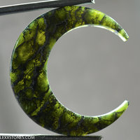 Old Stock Olivine Peridot Gemstone Crescent Moon Cabochon Hand Crafted By LEXX STONES 33 Carats