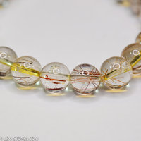 Multi Color Rutilated Quartz Round Beaded Bracelet Hand Crafted By LEXX STONES
