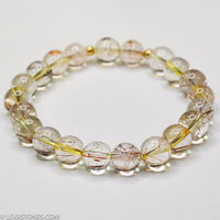 Multi Color Rutilated Quartz Round Beaded Bracelet Hand Crafted By LEXX STONES