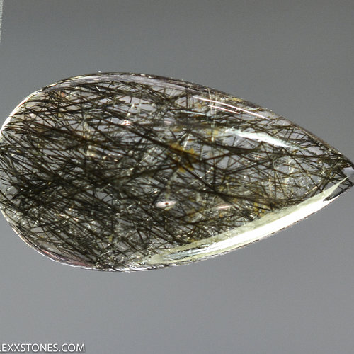 Natural Brazilian Black Tourmalinated Rutile Quartz Gemstone Cabochon Hand Crafted By LEXX STONES 21 Carats