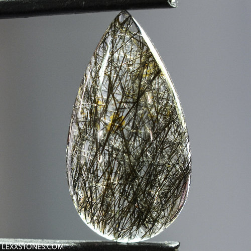 Natural Brazilian Black Tourmalinated Rutile Quartz Gemstone Cabochon Hand Crafted By LEXX STONES 21 Carats