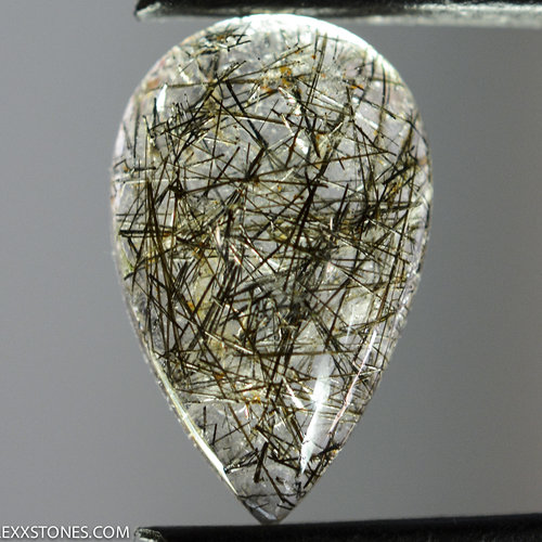 Natural Brazilian Black Tourmalinated Rutile Quartz Gemstone Cabochon Hand Crafted By LEXX STONES 10 Carats