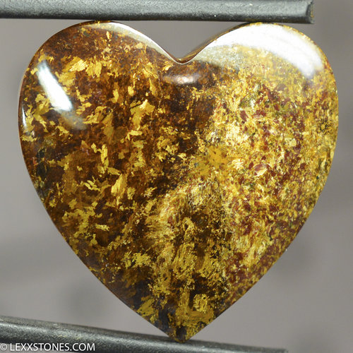 Chatoyant Golden Amphibolite Gemstone Heart Cabochon Hand Cut And Polished By LEXX STONES 55 Carats