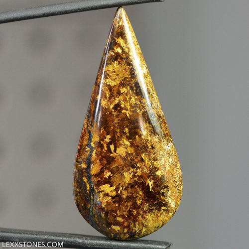Chatoyant Golden Amphibolite Gemstone Cabochon Hand Cut And Polished By LEXX STONES 40 Carats
