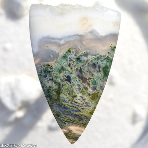 Old Stock Moss and Snow Horse Canyon Agate  Gemstone Cabochon Hand Crafted By Lexx Stones 72 Carats