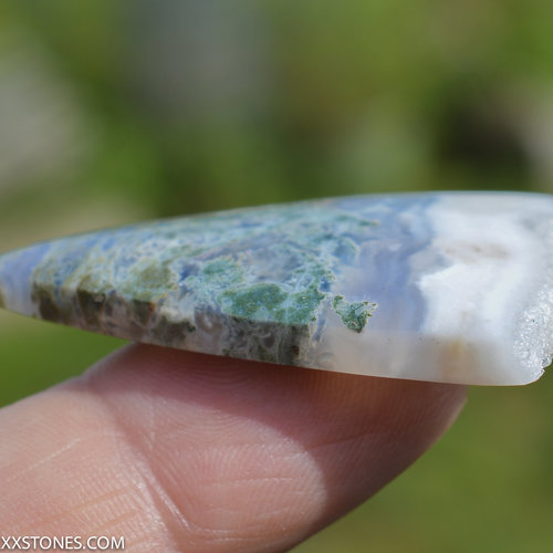 Old Stock Moss and Snow Horse Canyon Agate  Gemstone Cabochon Hand Crafted By Lexx Stones 72 Carats