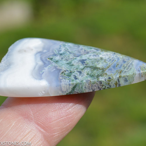 Old Stock Moss and Snow Horse Canyon Agate  Gemstone Cabochon Hand Crafted By Lexx Stones 72 Carats