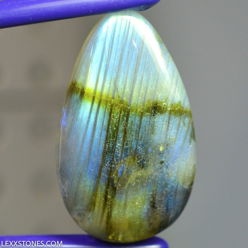 Flashy Blue Gold Silver Madagascar Labradorite Cabochon Shimmering Labradoresence Hand Crafted By LEXX STONES 91 Carats