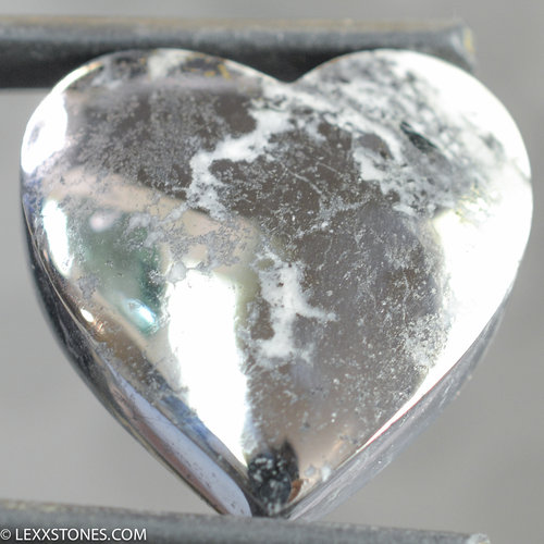 Rare Native Silver In Cobaltite Gemstone Heart Cabochon Hand Crafted by Lexx Stones 83 Carats