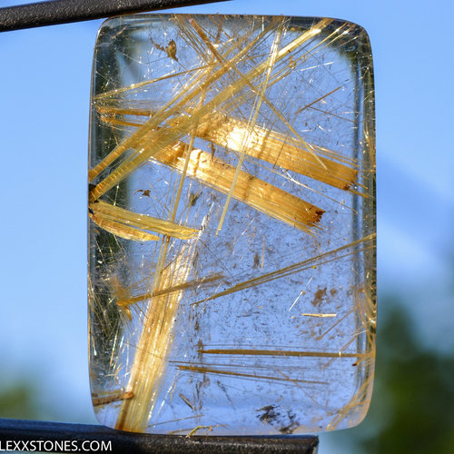 Golden Haystacks Criss Cross Natural Brazilian Rutilated Quartz Gemstone Cabochon Hand Crafted By LEXX STONES 93 Carats