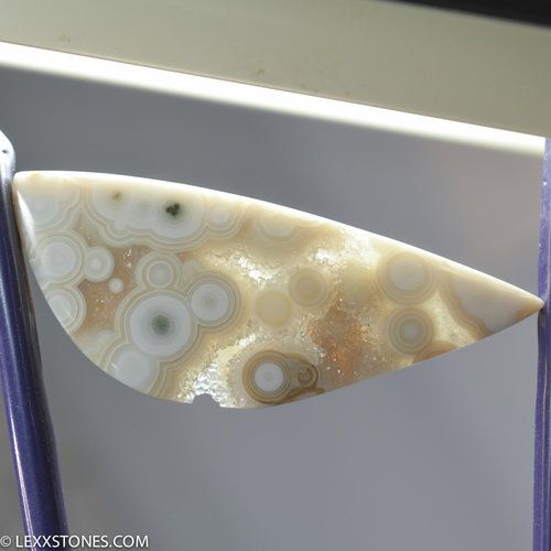 Rare Agatized Ghost White Botryoidal Orbicular Druzy Ocean Jasper Gemstone Cabochon Hand Crafted By LEXX STONES 60 Carats