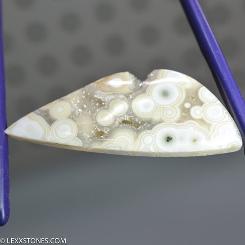 Rare Agatized Ghost White Botryoidal Orbicular Druzy Ocean Jasper Gemstone Cabochon Hand Crafted By LEXX STONES 60 Carats