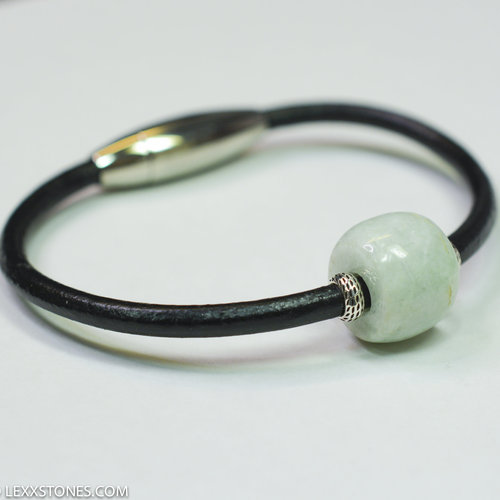 Burmese Jadeite Jade Barrel Bead Gemstone Bali Bracelet Hand Crafted By LEXX STONES