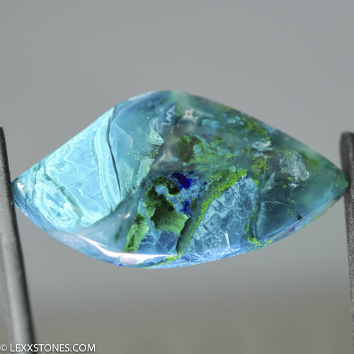 Stunning Old Stock Morenci Mine Gem Silica Chrysocolla Malachite Azurite Plume Cabochon Hand Crafted By Lexx Stones 41 Carats