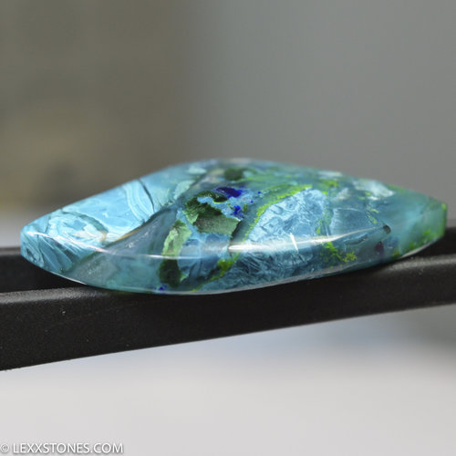 Stunning Old Stock Morenci Mine Gem Silica Chrysocolla Malachite Azurite Plume Cabochon Hand Crafted By Lexx Stones 41 Carats