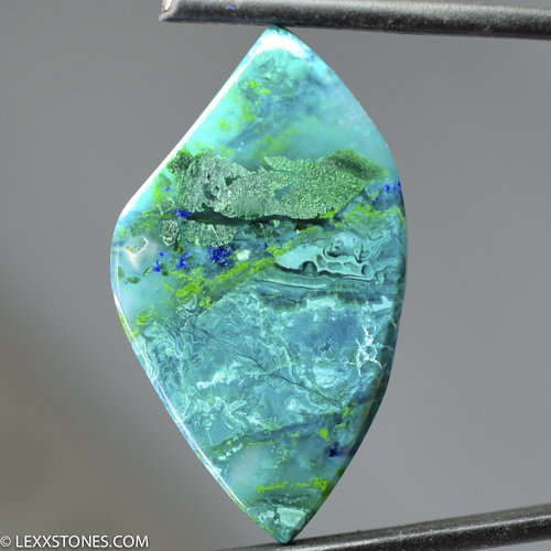 Stunning Old Stock Morenci Mine Gem Silica Chrysocolla Malachite Azurite Plume Cabochon Hand Crafted By Lexx Stones 41 Carats