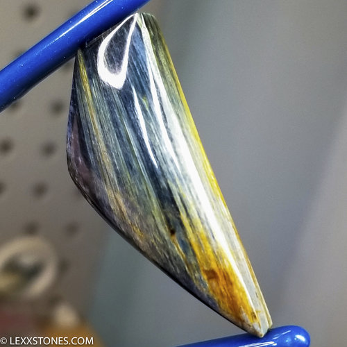 High Chatoyancy Vertical Flash Blue Gold Namibian Pietersite Gemstone Cabochon Hand Crafted By LEXX STONES 38 Carats