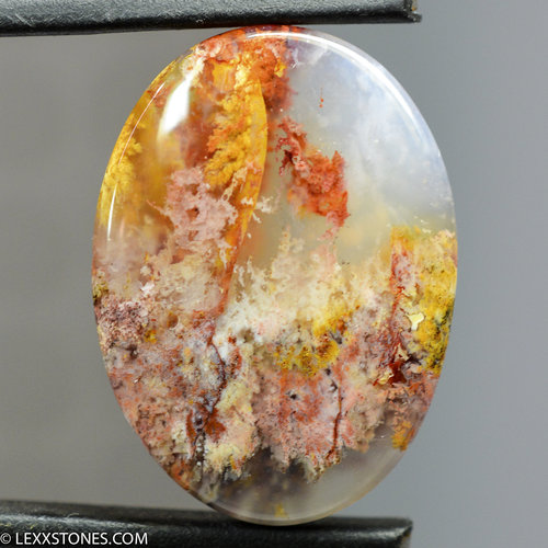 Colofrul Pink Lady Plume Agate Gemstone Cabochon Hand Crafted By Lexx Stones 23 Carats