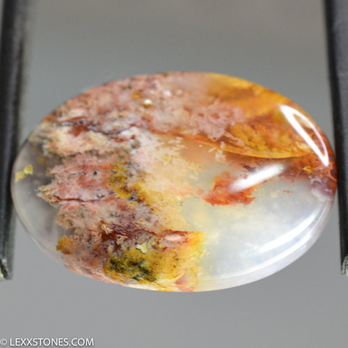 Colofrul Pink Lady Plume Agate Gemstone Cabochon Hand Crafted By Lexx Stones 23 Carats