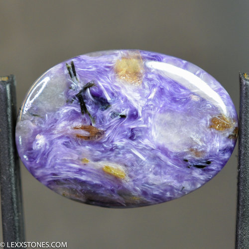 Rare High Grade Silky Chatoyant Siberian Charoite Tinaksite Gemstone Cabochon Hand Crafted by LEXX STONES 31 Carats