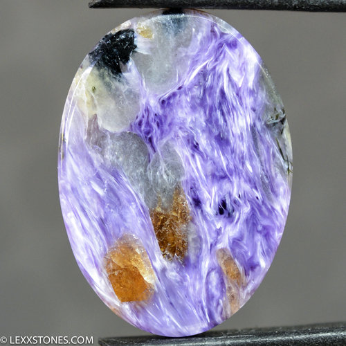 Rare High Grade Silky Chatoyant Siberian Charoite Tinaksite Gemstone Cabochon Hand Crafted by LEXX STONES 31 Carats