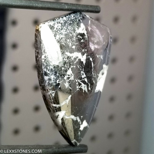 Rare Native Silver In Cobaltite Gemstone Heart Cabochon Hand Crafted by Lexx Stones 126 Carats