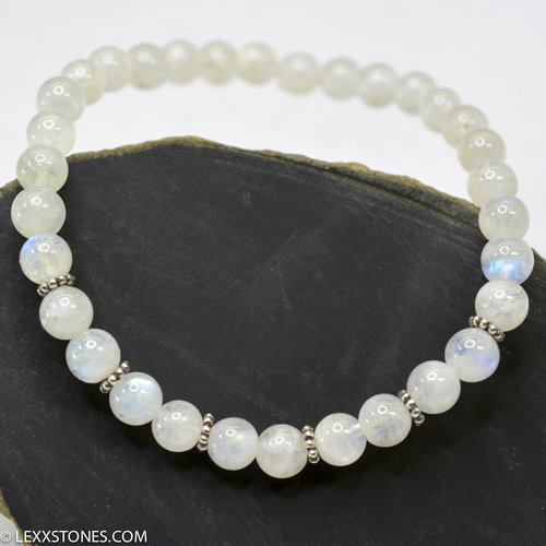 Moonstone Round Beaded Bracelet Hand Crafted By LEXX STONES
