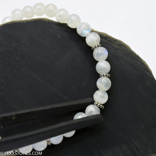 Moonstone Round Beaded Bracelet Hand Crafted By LEXX STONES