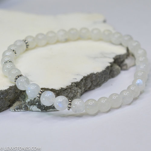 Moonstone Round Beaded Bracelet Hand Crafted By LEXX STONES
