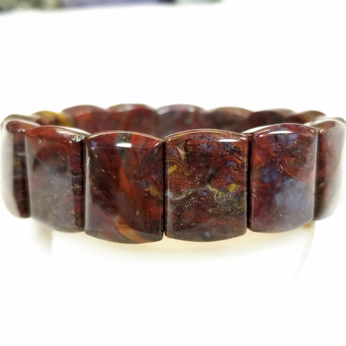 Hunan Red Pietersite Square Beaded Bracelet Hand Crafted By LEXX STONES
