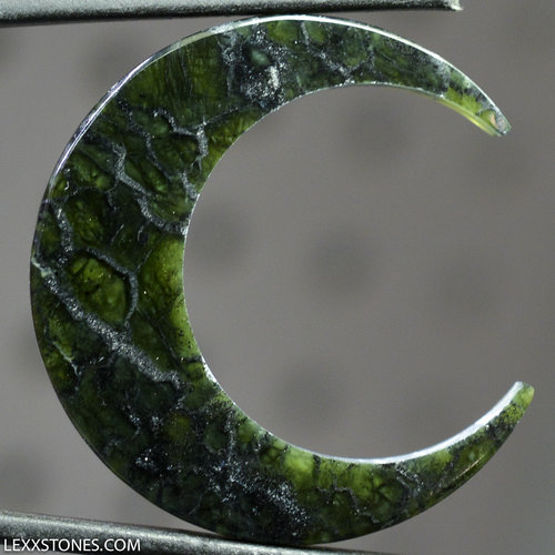 Old Stock Olivine Peridot Gemstone Crescent Moon Cabochon Hand Crafted By LEXX STONES 33 Carats