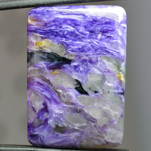 Rare High Grade Silky Chatoyant Siberian Charoite Tinaksite Gemstone Cabochon Hand Crafted by LEXX STONES 65 Carats