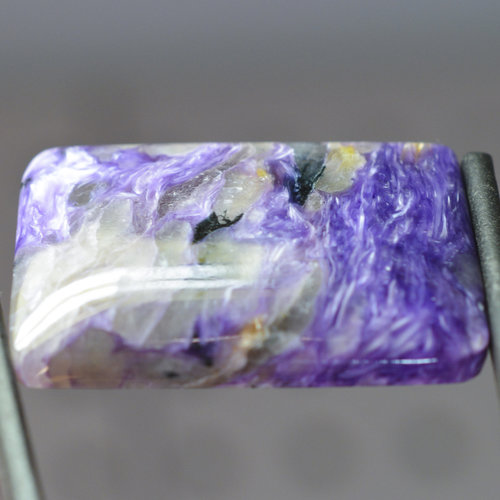 Rare High Grade Silky Chatoyant Siberian Charoite Tinaksite Gemstone Cabochon Hand Crafted by LEXX STONES 65 Carats