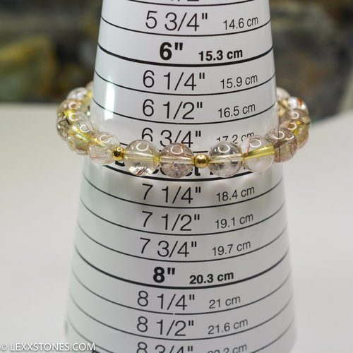 Multi Color Rutilated Quartz Round Beaded Bracelet Hand Crafted By LEXX STONES